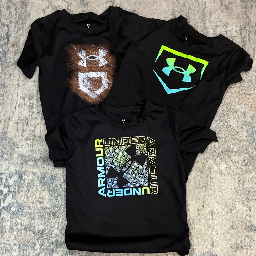 Under Armour Kids' Black Tees with Graphic Designs